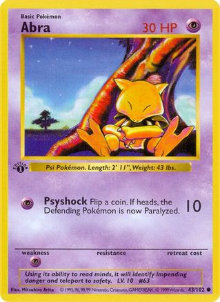 Abra 043- Base Set Shadowless Unlimited - Common