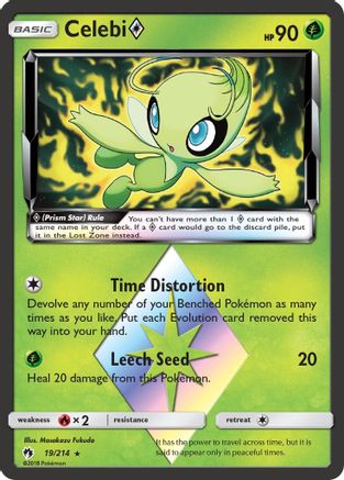 Celebi Prism Star 019/214 - SM Lost Thunder Holofoil - Prism Rare