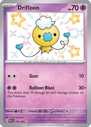 Drifloon 155/091 - SV Paldean Fates Holofoil - Shiny Rare