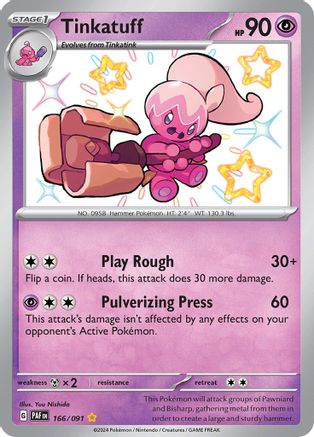 Tinkatuff 166/091 - SV Paldean Fates Holofoil - Shiny Rare