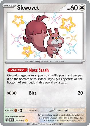 Skwovet 205/091 - SV Paldean Fates Holofoil - Shiny Rare