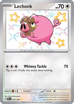 Lechonk 207/091 - SV Paldean Fates Holofoil - Shiny Rare