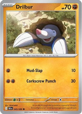 Drilbur 045/086 - Holofoil SV Black Bolt - Common