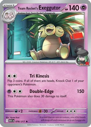 Team Rocket's exeggutor 078 - Reverse Holofoil ME Ascended Heroes - Rare