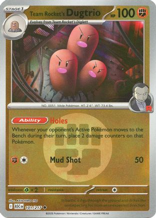 Team Rocket's Dugtrio (Energy Symbol Pattern) 101/217 - ME Ascended Heroes Reverse Holofoil - Uncommon