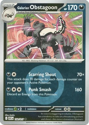 Galarian Obstagoon (Energy Symbol Pattern) 132/217 - ME Ascended Heroes Reverse Holofoil - Uncommon