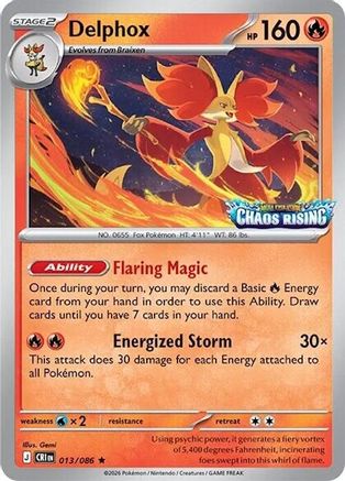 Delphox (Chaos Rising Stamped) 013/086 - Miscellaneous Cards & Products Holofoil - Rare