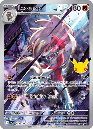 Lycanroc 138- ME 30th Celebration Holofoil - Illustration Rare