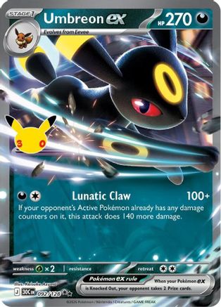 Umbreon ex 092/128 - ME 30th Celebration Holofoil - Double Rare