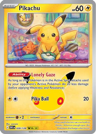Pikachu 028/128 - ME 30th Celebration Holofoil - Pikachu Rare