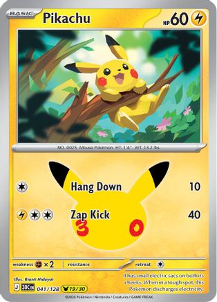 Pikachu 041/128 - ME 30th Celebration Holofoil - Pikachu Rare