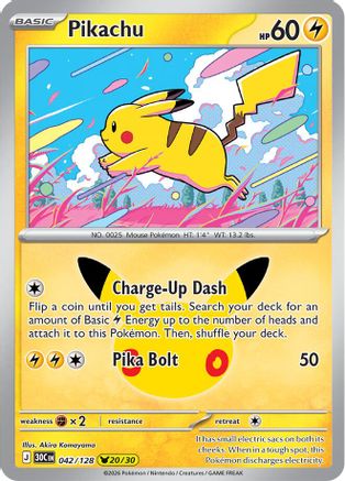 Pikachu 042/128 - ME 30th Celebration Holofoil - Pikachu Rare