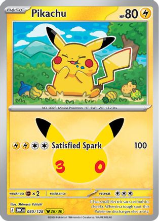 Pikachu 050/128 - ME 30th Celebration Holofoil - Pikachu Rare