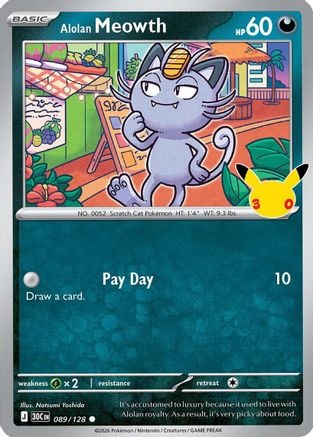 Alolan Meowth 089/128 - ME 30th Celebration Holofoil - Common
