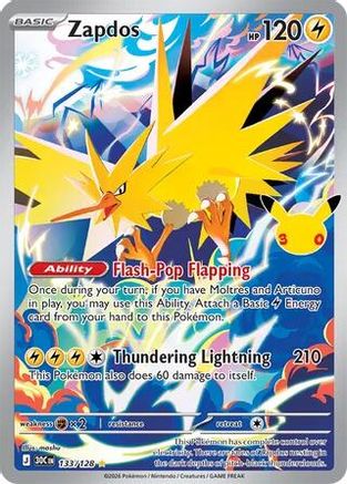 Zapdos 133/128 - ME 30th Celebration Holofoil - Illustration Rare