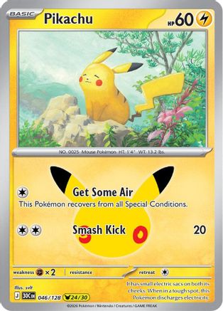 Pikachu 046/128 - ME 30th Celebration Holofoil - Pikachu Rare