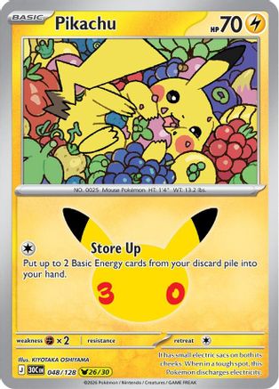 Pikachu 048/128 - ME 30th Celebration Holofoil - Pikachu Rare