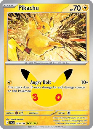Pikachu 052/128 - ME 30th Celebration Holofoil - Pikachu Rare