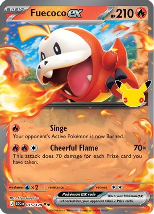 Fuecoco ex 015/128 - ME 30th Celebration Holofoil - Double Rare
