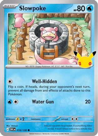 Slowpoke 016/128 - ME 30th Celebration Holofoil - Common