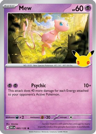 Mew 065/128 - ME 30th Celebration Holofoil - Rare