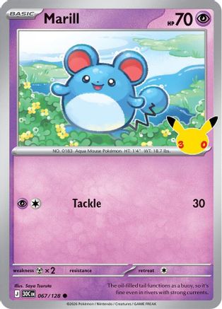 Marill 067/128 - ME 30th Celebration Holofoil - Common