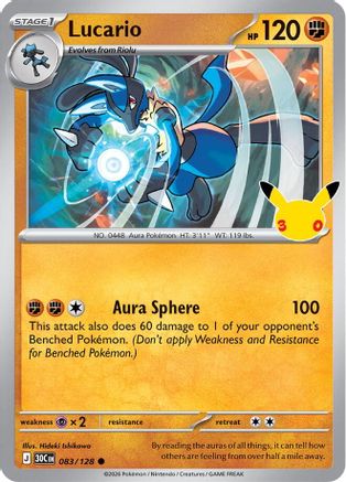 Lucario 083/128 - ME 30th Celebration Holofoil - Common