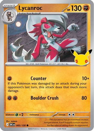 Lycanroc 085/128 - ME 30th Celebration Holofoil - Common