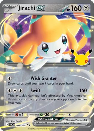 Jirachi ex 102/128 - ME 30th Celebration Holofoil - Double Rare