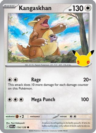 Kangaskhan 114/128 - ME 30th Celebration Holofoil - Common