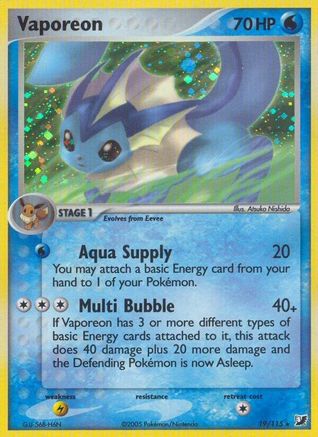 Vaporeon 19/115 - Unseen Forces Reverse Holofoil - Holo Rare