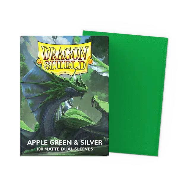 Dragon Shield Sleeves Dual Matte (100ct): Apple Green & Silver