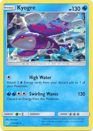Kyogre (53/236) (Cracked Ice Holo) (Theme Deck Exclusive) [Sun & Moon: Cosmic Eclipse]