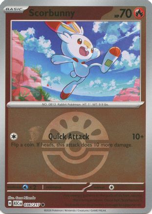 Scorbunny (Friend Ball) 036/217 - ME Ascended Heroes Reverse Holofoil - Common