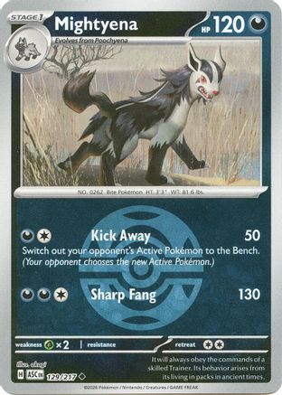 Mightyena (Dusk Ball) 129/217 - ME Ascended Heroes Reverse Holofoil - Uncommon