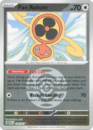 Fan Rotom (Dusk Ball) 171/217 - ME Ascended Heroes Reverse Holofoil - Common