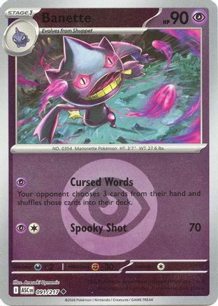 Banette (Energy Symbol Pattern) 091/217 - ME Ascended Heroes Reverse Holofoil - Uncommon