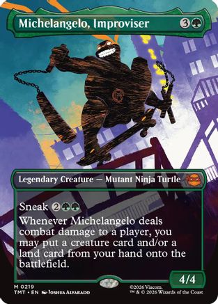 Michelangelo, Improviser (Borderless) (TMT-219) - Teenage Mutant Ninja Turtles Foil