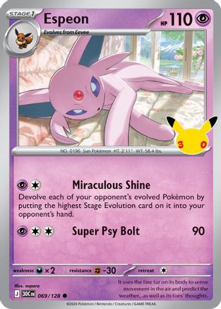 Espeon 069- ME 30th Celebration Holofoil - Common