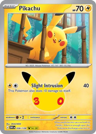 Pikachu 036/128 - ME 30th Celebration Holofoil - None