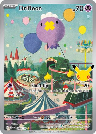 Drifloon 136- ME 30th Celebration Holofoil - Illustration Rare