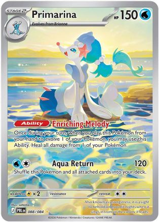 Primarina 088/084 - ME05 Pitch Black Holofoil - Illustration Rare