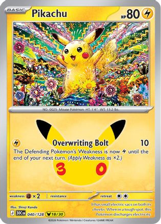 Pikachu 040/128 - ME 30th Celebration Holofoil - Pikachu Rare