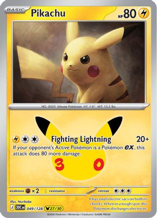 Pikachu 049/128 - ME 30th Celebration Holofoil - Pikachu Rare