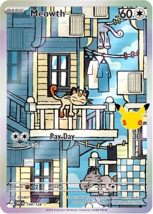 Meowth 144/128 - ME 30th Celebration Holofoil - Illustration Rare