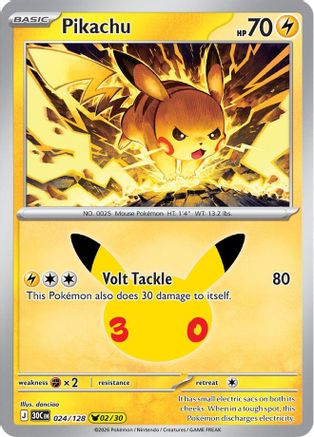 Pikachu 024/128 - ME 30th Celebration Holofoil - Pikachu Rare