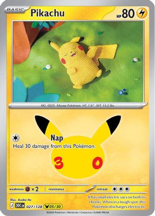 Pikachu 027/128 - ME 30th Celebration Holofoil - Pikachu Rare