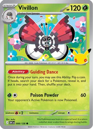 Vivillon 008/128 - ME 30th Celebration Holofoil - Common