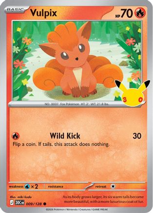Vulpix 009/128 - ME 30th Celebration Holofoil - Common