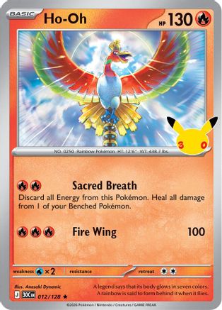 Ho-Oh 012/128 - ME 30th Celebration Holofoil - Rare